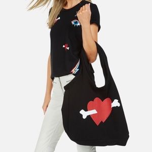 Lauren Moshi Canvas tote Bone Hearts BNWT $110